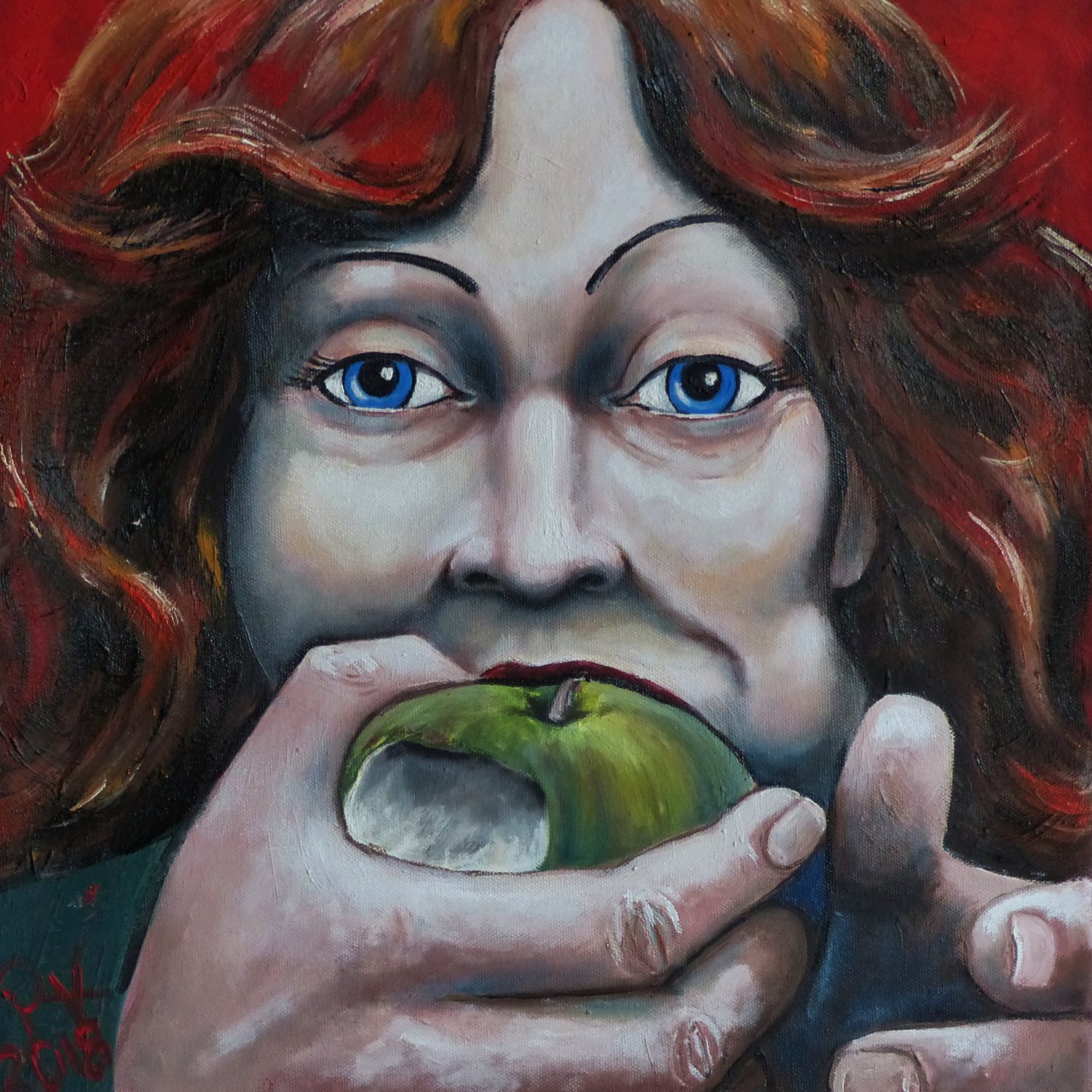 386 - Take care! Eve enjoys the rest of Adam's apple -  Vorsicht! Eva verzehrt den Rest von Adams Apfel